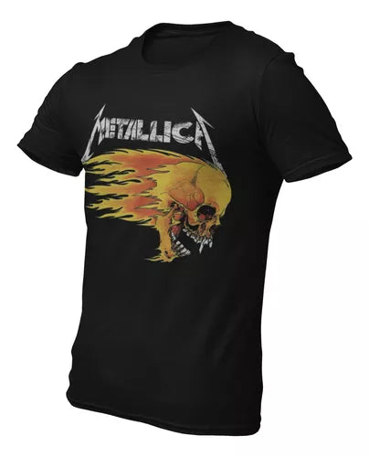 Playera Camiseta Metallica Flaming Skull