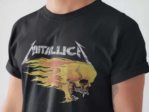 Playera Camiseta Metallica Flaming Skull